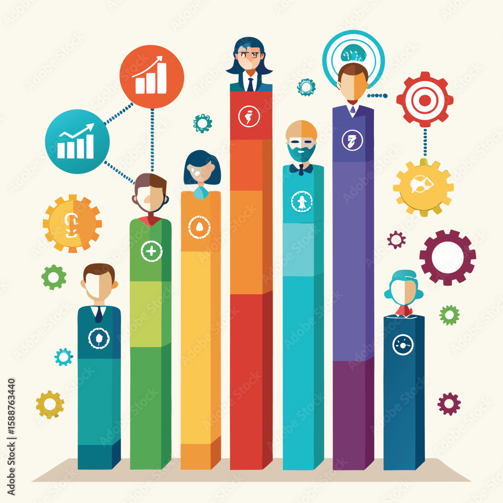 Poster visual representation of a business strategy roadmap showcasing teamwork, growth, and the importance