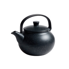 A sleek black teapot with a smooth finish, designed for modern tea enthusiasts. Perfect for brewing and serving your favorite teas. Isolated on a white background for clarity.