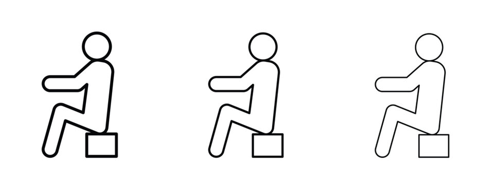 Tired person icon thin line symbol on white background, editable stroke vector illustration