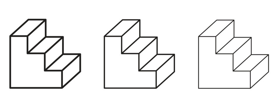 Stairs icon thin line symbol on white background, editable stroke vector illustration