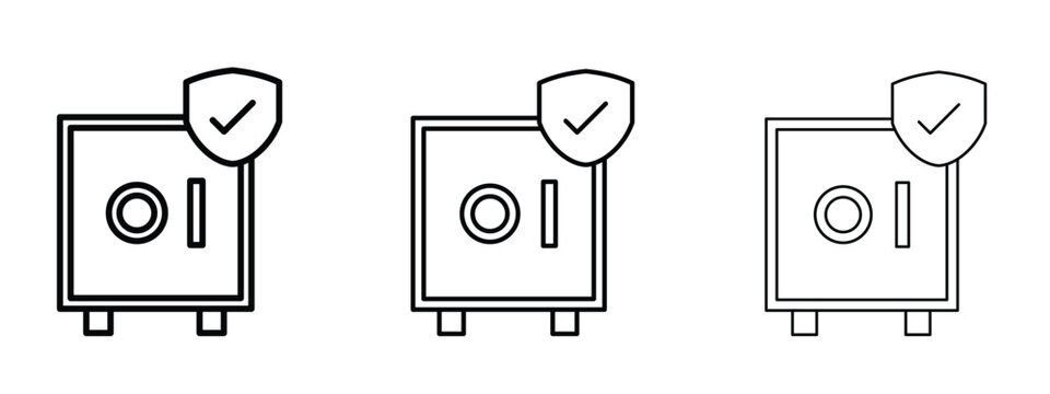 Safe icon thin line symbol on white background, editable stroke vector illustration