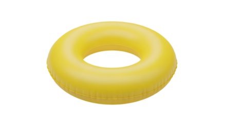 Yellow Inflatable Pool Toy Ring Floating on Water