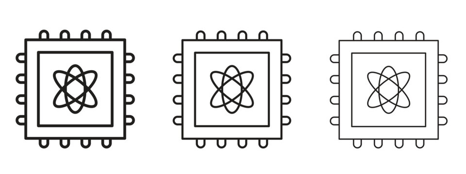 Quantum computing icon thin line symbol on white background, editable stroke vector illustration