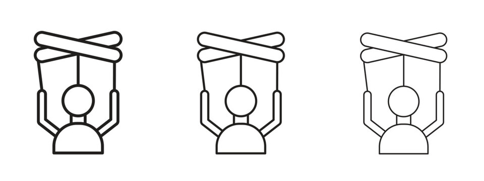 Puppet icon thin line symbol on white background, editable stroke vector illustration