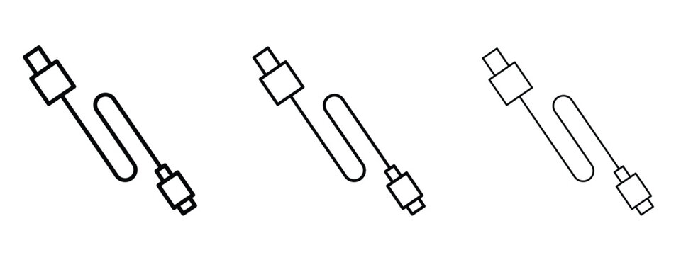 Phone cable icon thin line symbol on white background, editable stroke vector illustration