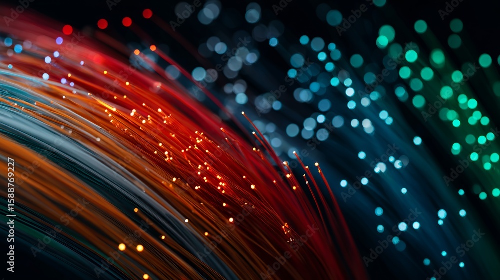 Aufkleber abstract multicolored light streaks illuminate darkness, evoking technological advancement and conne