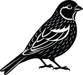 Single Sparrow Bird Silhouette Design.