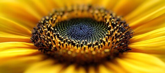 A close-up of a sunflower center with sharp detail 