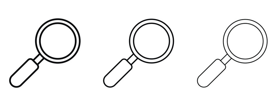 Magnifying glass icon thin line symbol on white background, editable stroke vector illustration