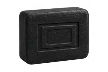 Black polystyrene foam box packaging with transparent background