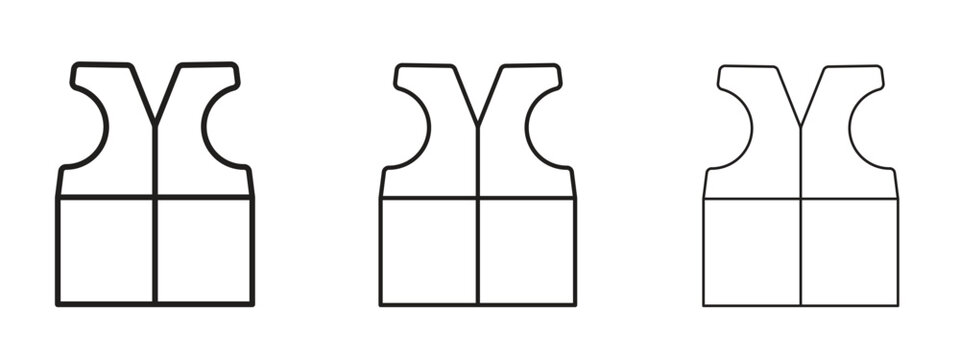 Lifejacket icon thin line symbol on white background, editable stroke vector illustration