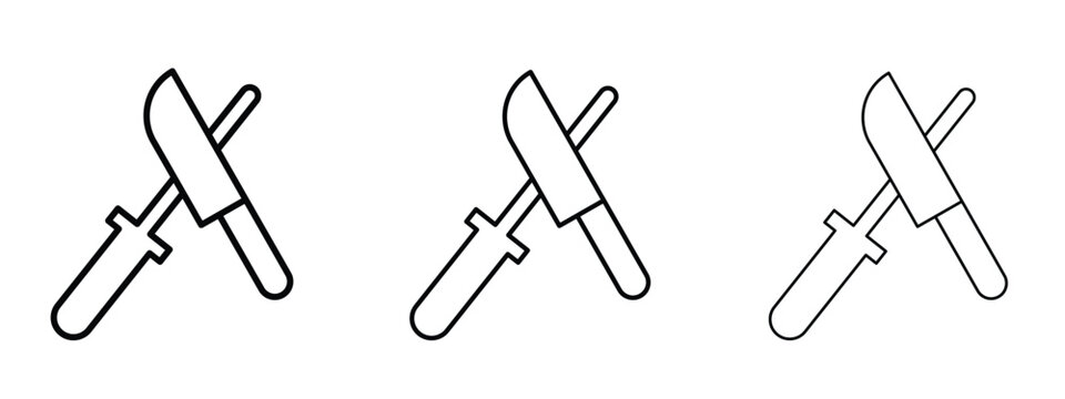 Knife sharpener icon thin line symbol on white background, editable stroke vector illustration