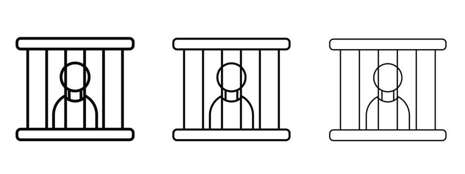 Jail icon thin line symbol on white background, editable stroke vector illustration