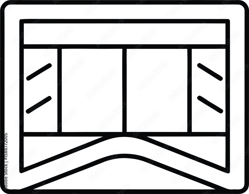 Poster line art storyboard icon illustrating a sequence of actions or ideas isolated on transparent backgro