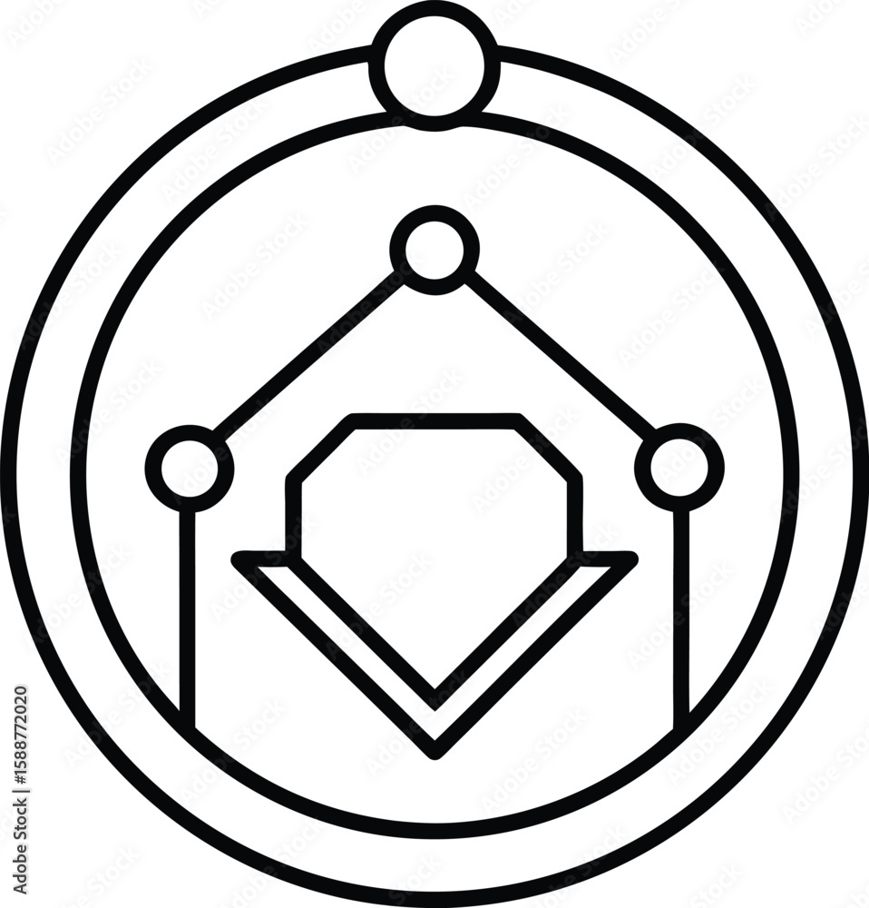 Poster simple line art stl file icon representing 3d printing data isolated on transparent background