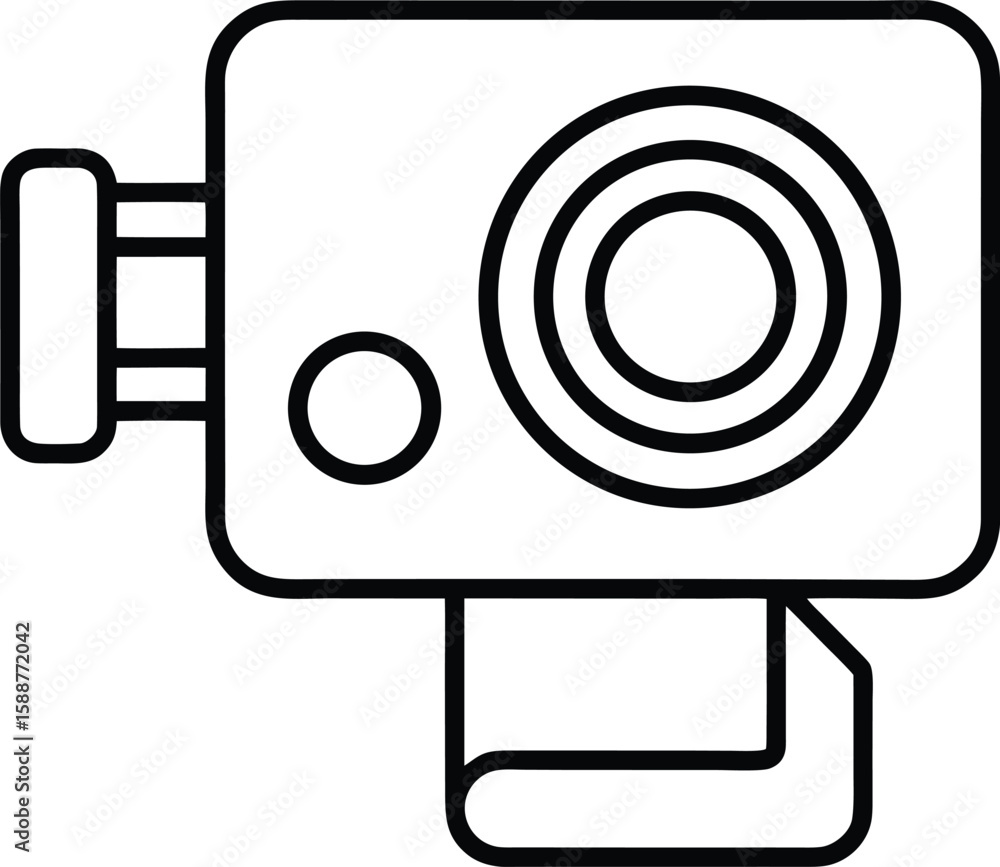 Poster minimalist line art vlog camera icon for content creation and video recording isolated on transparen