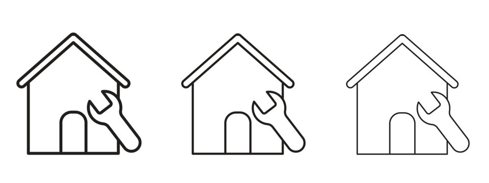 Home repair icon thin line symbol on white background, editable stroke vector illustration