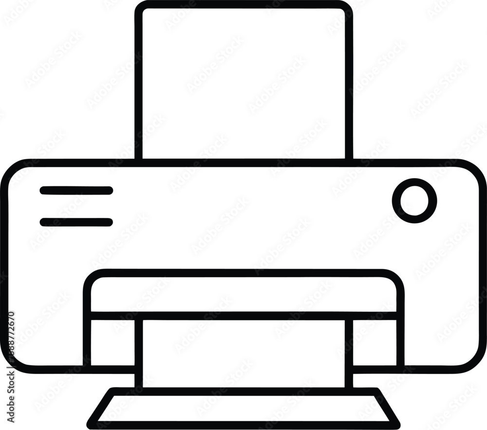 Poster line art fdm 3d printer icon a simple illustration of a fused deposition modeling machine isolated o