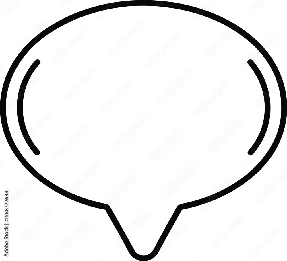 Poster simple line art comment bubble icon for communication and feedback isolated on transparent backgroun
