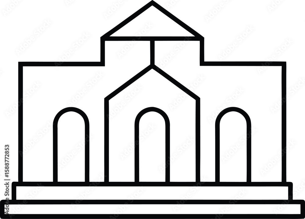 Poster clean line art architectural model icon for design projects isolated on transparent background