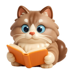 Naklejka premium PNG Cute cat reading book illustration.