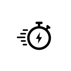 A minimalist vector icon of a fast timer with lightning bolt