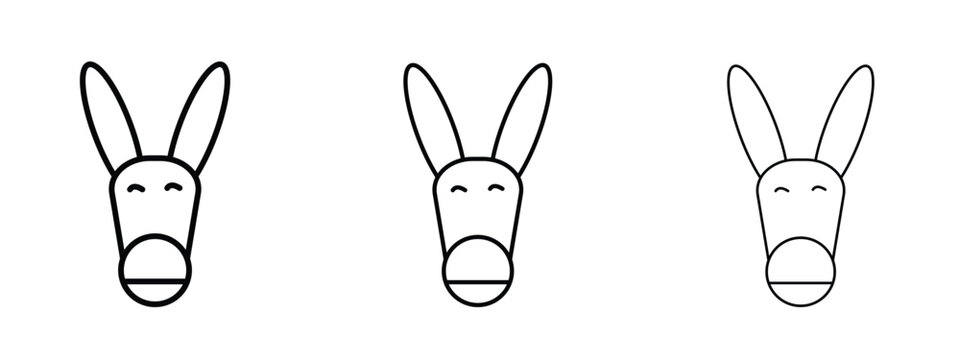 Donkey icon thin line symbol on white background, editable stroke vector illustration