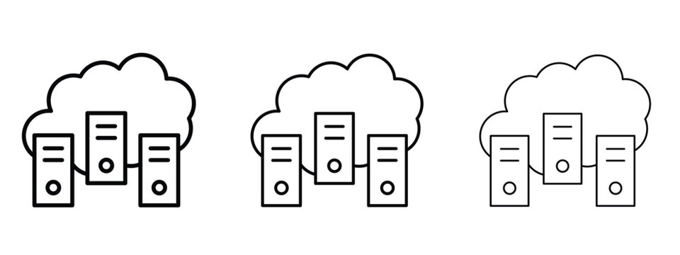 Data center icon thin line symbol on white background, editable stroke vector illustration
