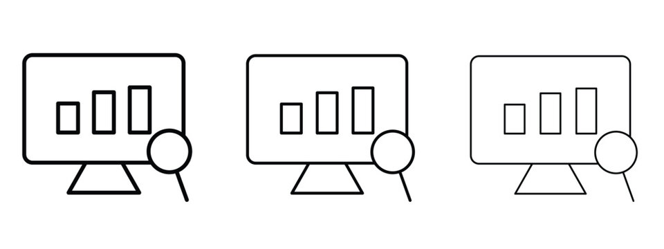 Data Analysing icon thin line symbol on white background, editable stroke vector illustration