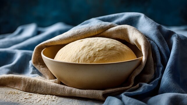 Fresh dough rising in bowl - Powered by Adobe