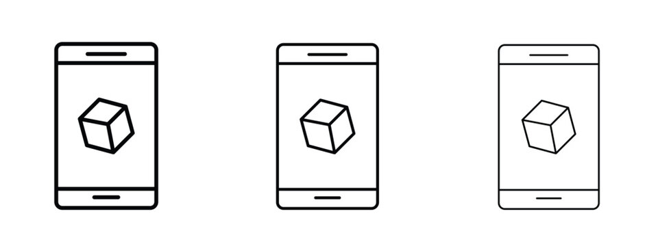 Ar apps icon thin line symbol on white background, editable stroke vector illustration