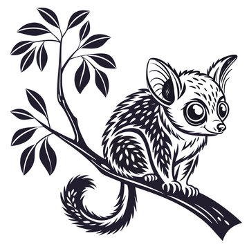cute lemur sitting tree branch clip art preview