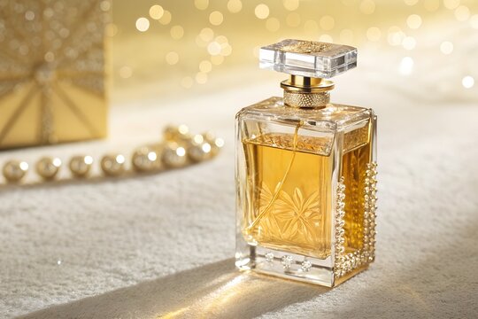bottle of perfume on white background
