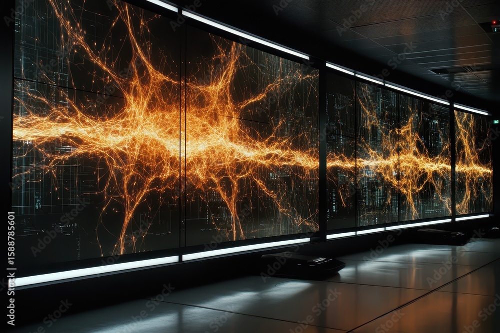 Aufkleber abstract digital art with energetic lines and glowing patterns