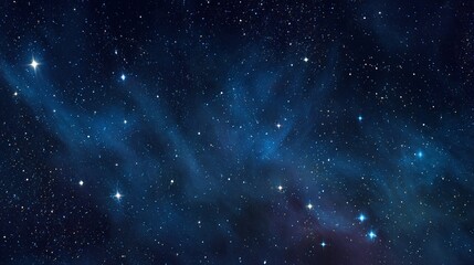 Fototapeta premium A captivating display showcasing distant stars shining brilliantly amidst dark blue cosmic clouds, revealing celestial wonders of outer space.