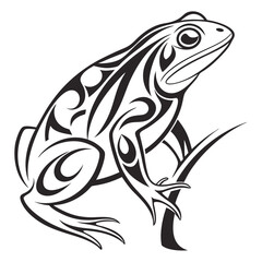 Tribal frog illustration on a branch