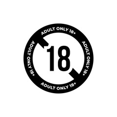 Black and White Icons Showing 18+ Age Warning