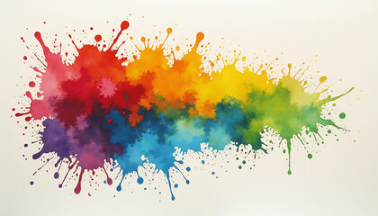 Fototapeta premium Colorful Rainbow Paint Splash on White Background Artistic Abstract Design