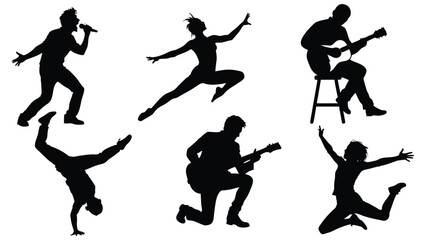 vector silhouettes of dancing people