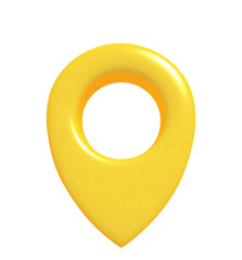 3D map location pointer. Yellow location pin icon. GPS navigation sign. Vector illustration.