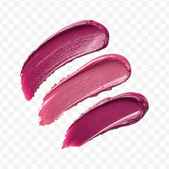  realistic 3d smooth glossy lipstick swatch smear smudge in different color style isolated on transparent background