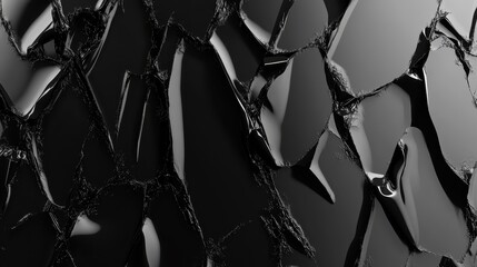 Abstract Black Cracked Surface Texture.