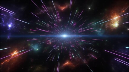 Cosmic Light Rays Moving Toward Center – Space Background Animation - Powered by Adobe