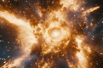 Celestial Spiral Galaxy Formation with Bright Starry Explosion