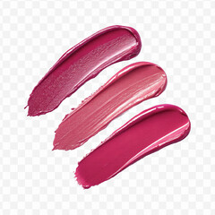  realistic 3d smooth glossy lipstick swatch smear smudge in different color style isolated on transparent background