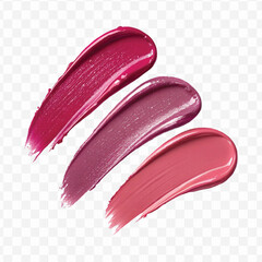  realistic 3d smooth glossy lipstick swatch smear smudge in different color style isolated on transparent background