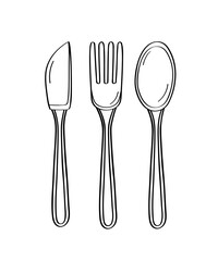 Spoon fork and knife doodle icon. Vector illustration Table appliances on a white background.