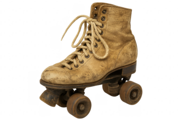 Old Roller Skate Showing Signs of Wear and Tear on Transparent Background