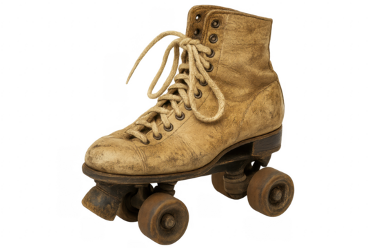 Old Roller Skate Showing Signs of Wear and Tear on Transparent Background