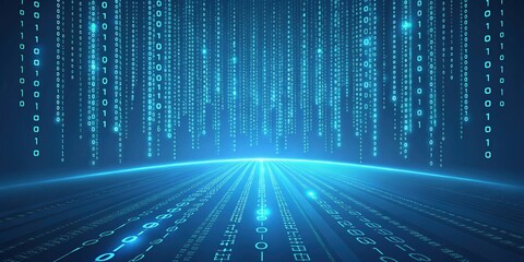 Digital stream matrix binary code data technology abstract blue background